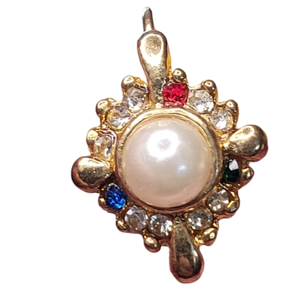 Vintage Faux Pearl & Rhinestone Earrings - Picture 12 of 16